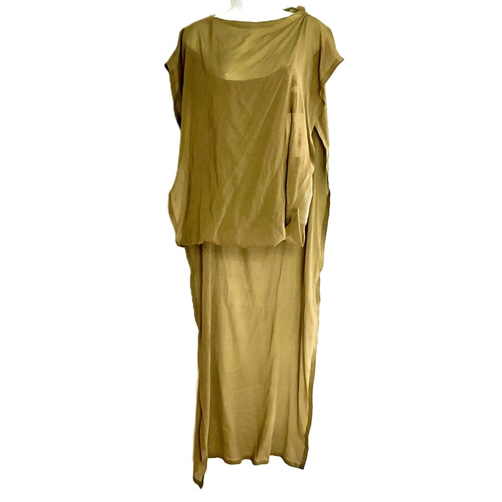 Maison Martin Margiela Silk Draped Asymmetric Top w/Long Train Sheer IT44 - Picture 1 of 12